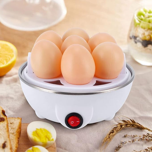 350W Electric Egg Cooker & Poacher – White Assorted Color Egg Steamer, Auto Shut-Off for Up to 7 Eggs – Boiled, Poached & Steamed Veggie Maker