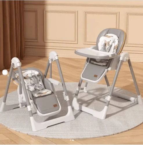 Trending Height adjustable baby high chair in gray with cushioned seat and detachable tray for infants