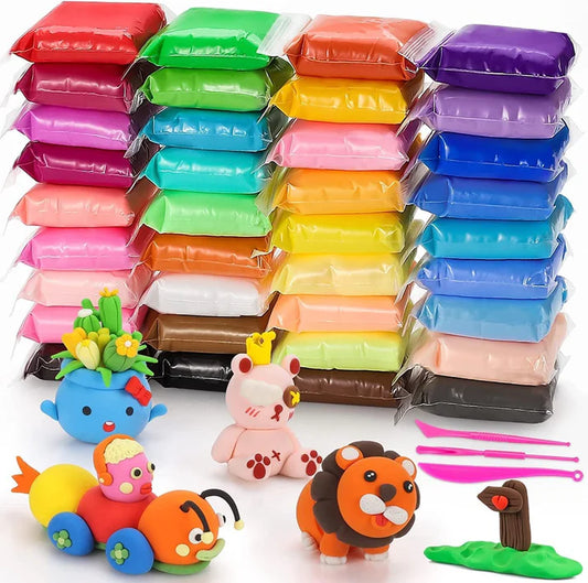 36 Colors Air Dry Modeling Clay Set for Kids – Ultra Light, Non-Toxic, No-Bake Magic Clay with Tools & Storage Bags – Educational Gift for Boys & Girls Ages 3–9