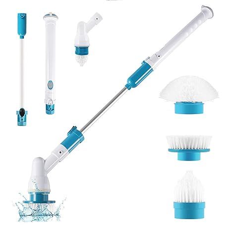 Trending Height electric spin scrubber for bathroom with multiple detachable brush heads and extendable handle