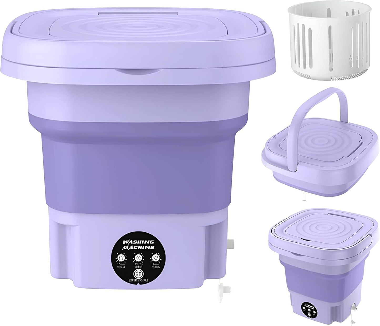 Trending Height collapsible lavender mini washing machine for small spaces with drain valve and carrying handle