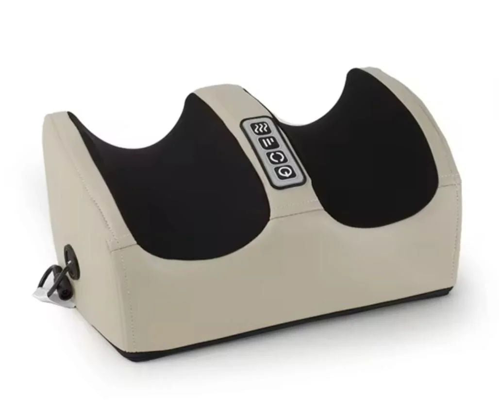 Trending Height electric foot massager in beige and black with control buttons for home use