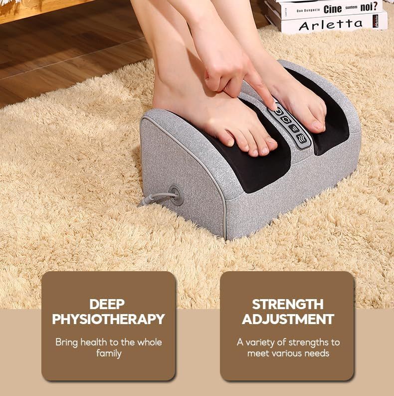 Trending Height electric foot massager in gray with digital controls for deep physiotherapy and strength adjustment