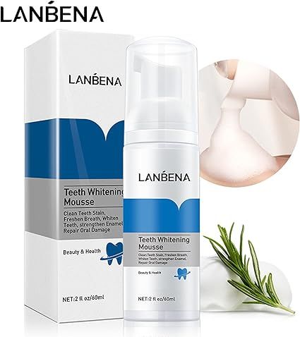 LANBENA teeth whitening mousse with foam texture and rosemary for fresh breath and enamel repair