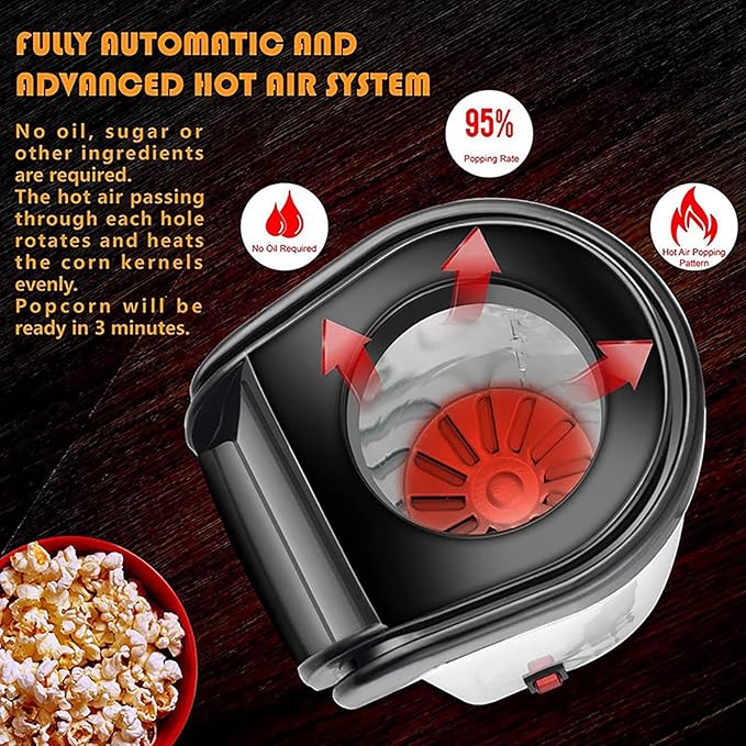 Trending Height oil-free popcorn maker with fully automatic advanced hot air system for healthy popcorn