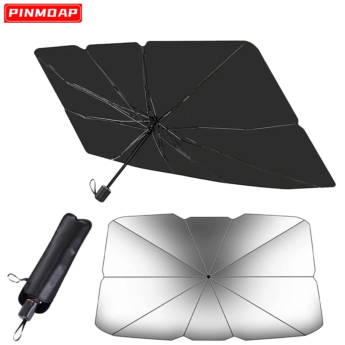 Trending Height umbrella style car sun shade with black foldable design and silver reflective interior