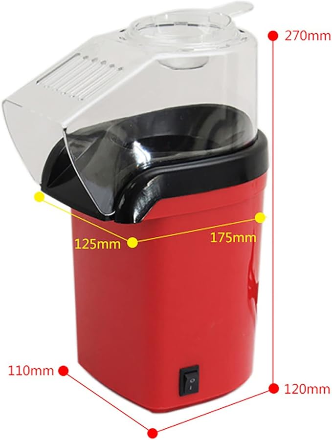 Trending Height red and black oil-free popcorn maker with clear lid and compact design