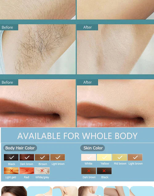 Before and after images showing smooth skin after using the best laser hair remover for sensitive skin